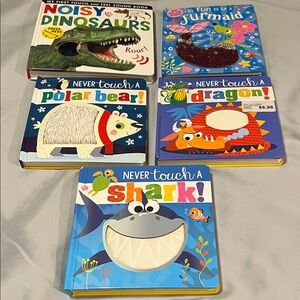 BOOKS Interactive Kids Set Noisy Dinosaurs, Mermaid, Polar Bear, Dragon, Shark